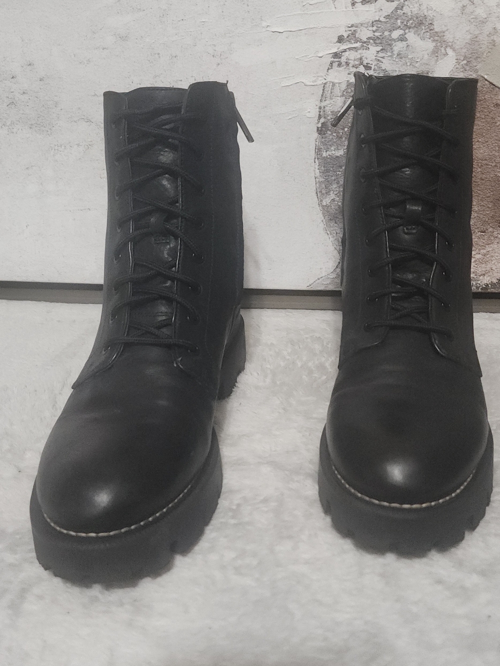 Sam Edelman Garret Leather Combat Boots Black Size 11M / EUR 41